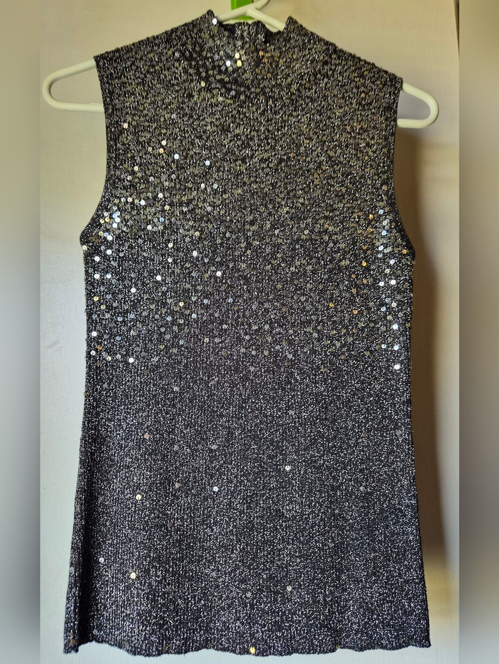 Sleeveless Sequin Knit Dress in Sparkling Black